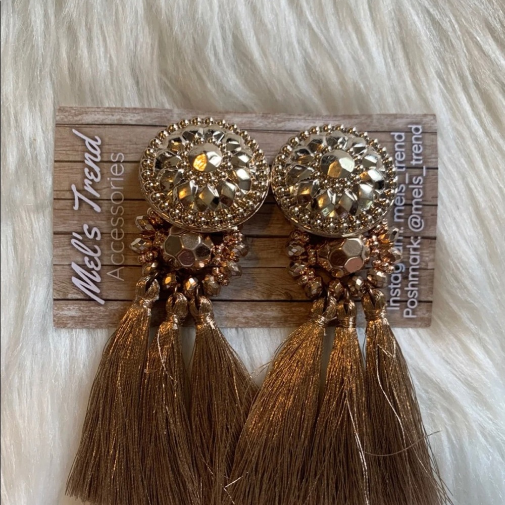 Gold and brown earrings
